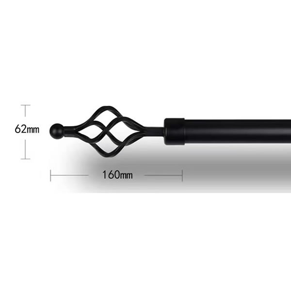 Black Spiral Head Finial For 1 1/2